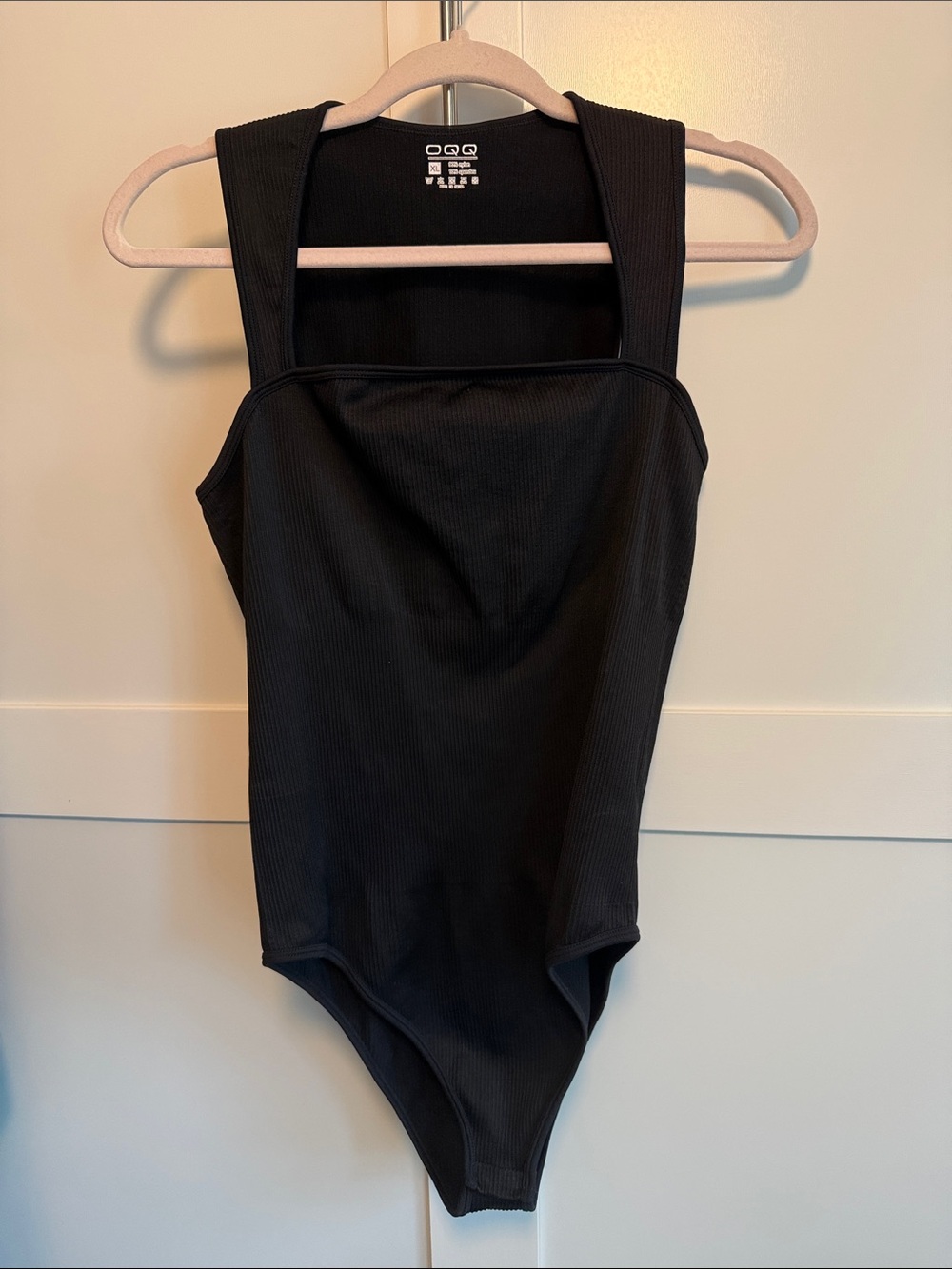 Aerie Ribbed Square-Neck Black Bodysuit